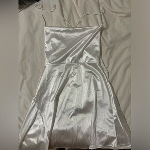 white satin cami dress